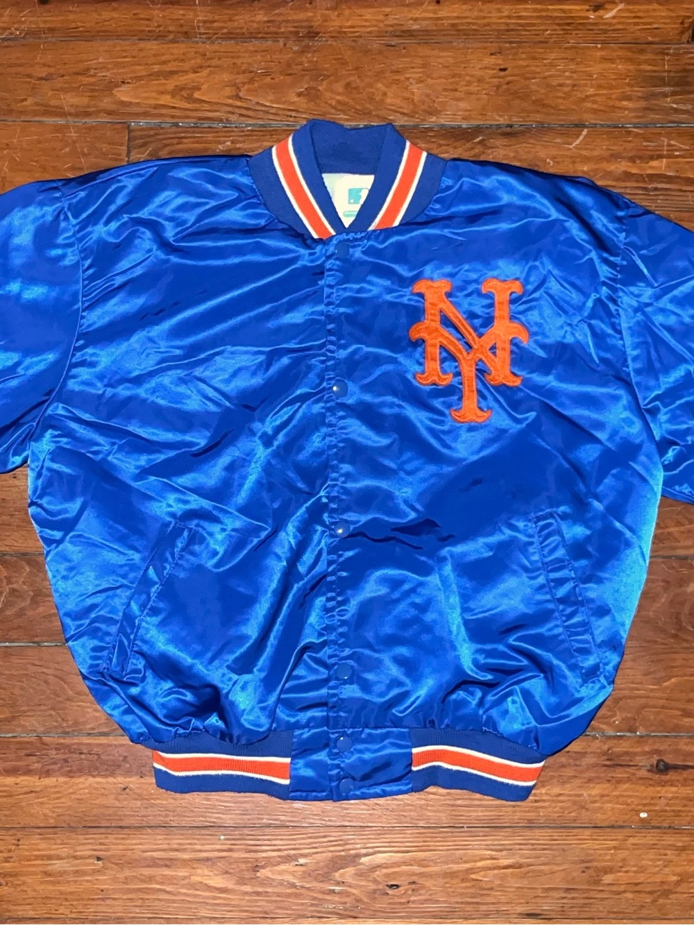 Vintage 90S  New York Mets Satin Jacket XL BASEBALL RARE MENS BLUE See Deception